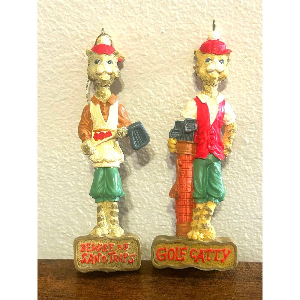 golf-themed cat ornaments "golf caddy"